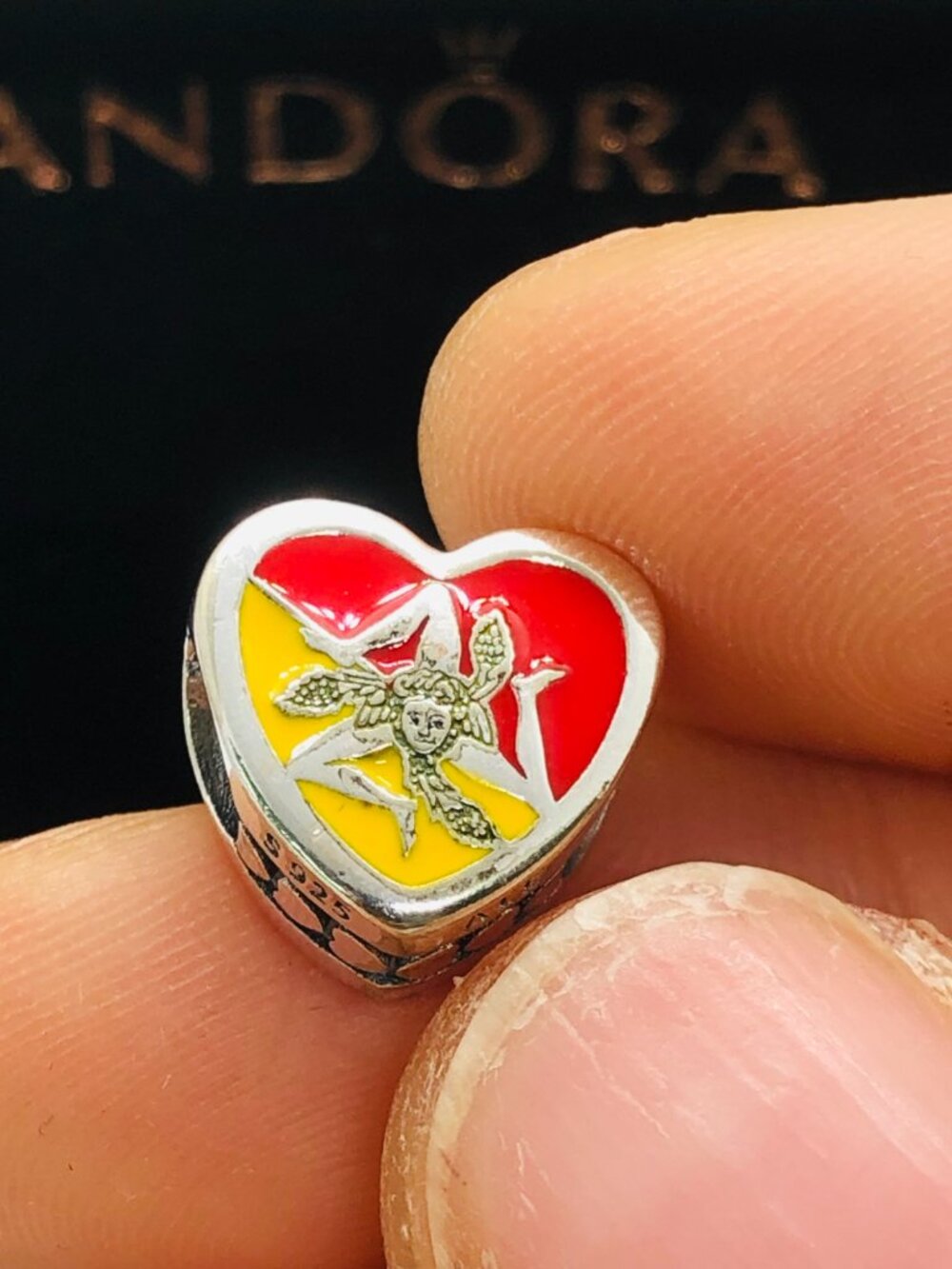 ✨🔥Pandora Sicilia Flag Exclusive Heart Charm S925 Silver with box